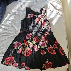 Free People Black and Red Floral Dress